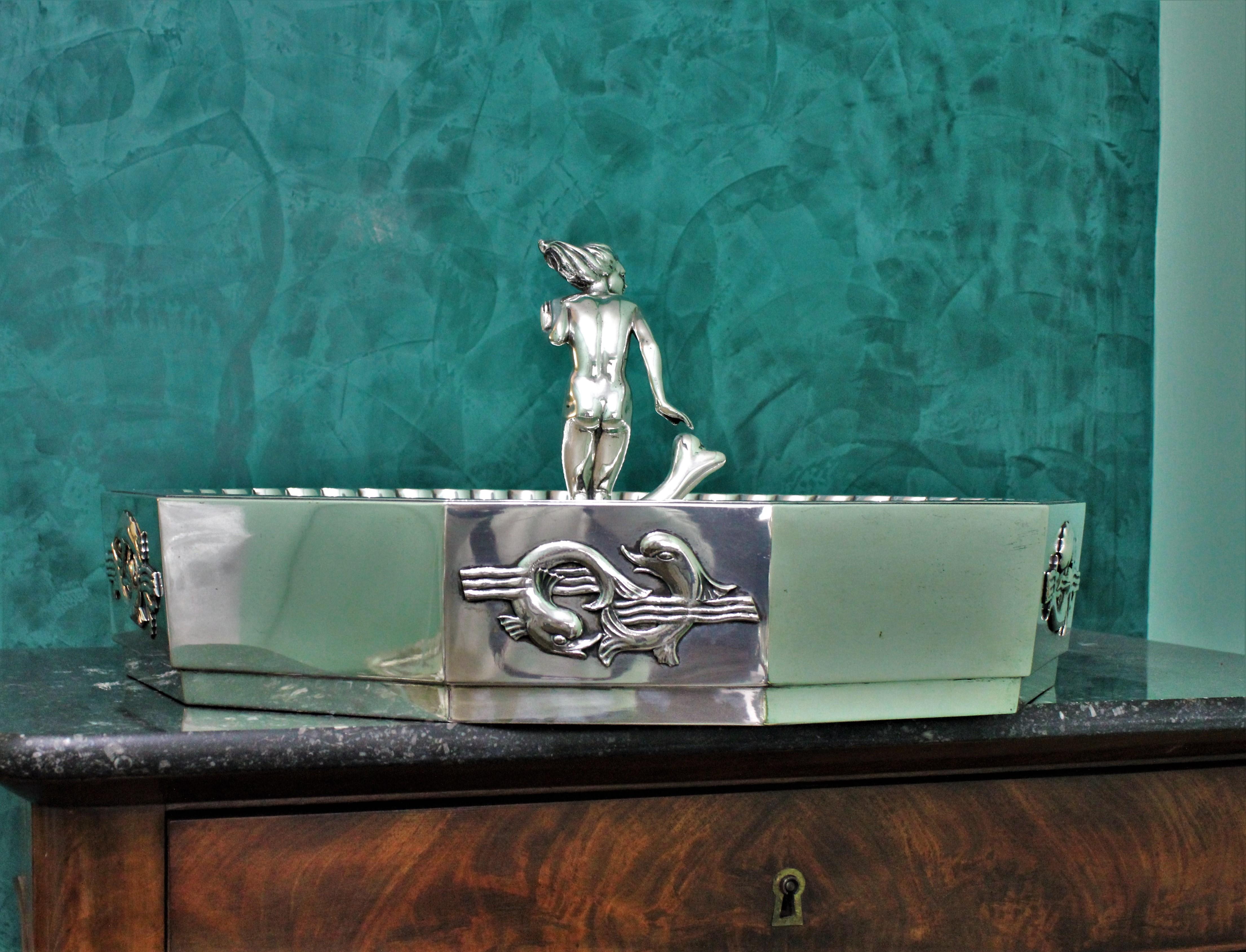 Art Deco Silver Centerpiece by Arrigo Finzi/Sant'Elia Milan-Italy 1938-1943 For Sale 5