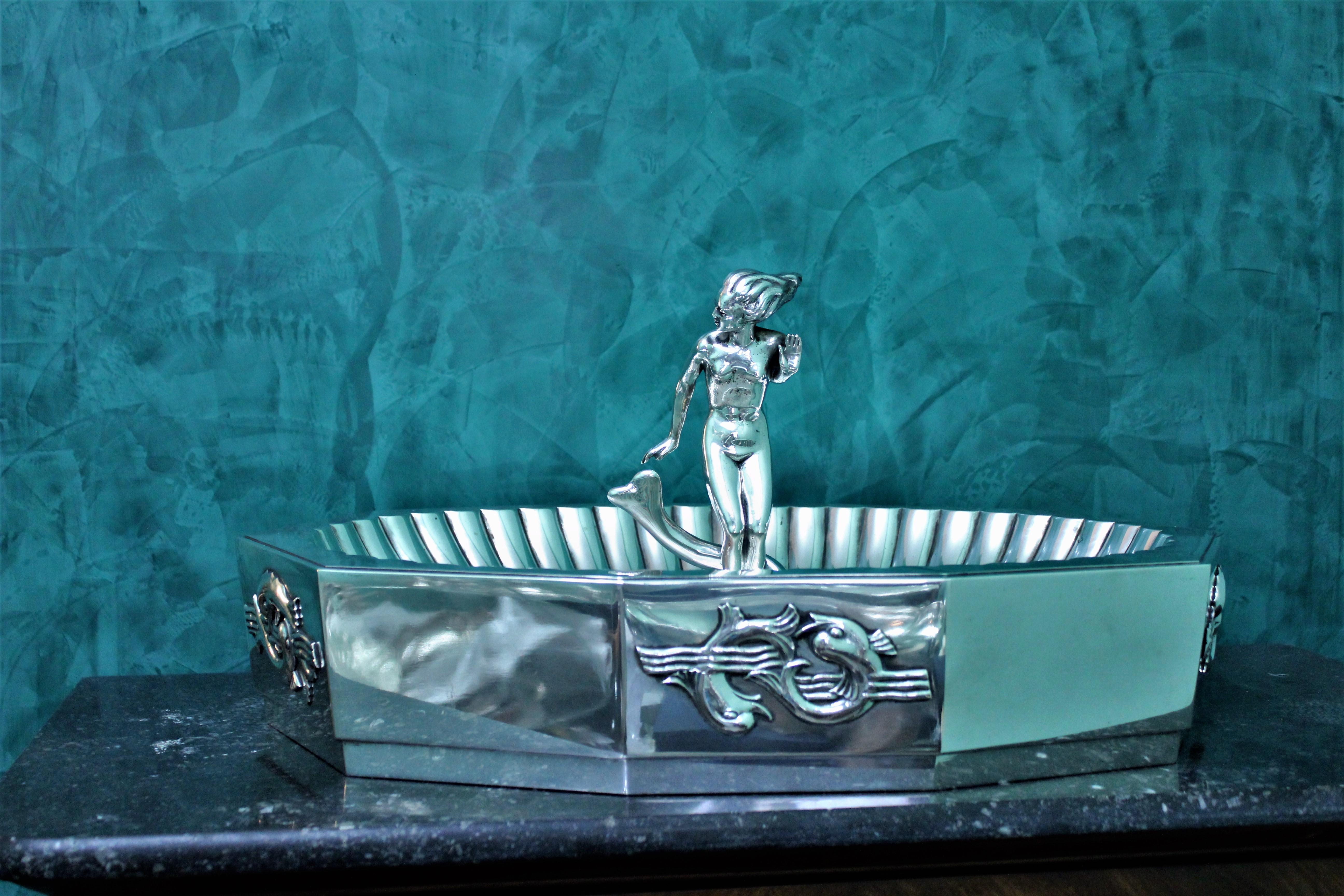Art Deco Silver Centerpiece by Arrigo Finzi/Sant'Elia Milan-Italy 1938-1943 For Sale 7