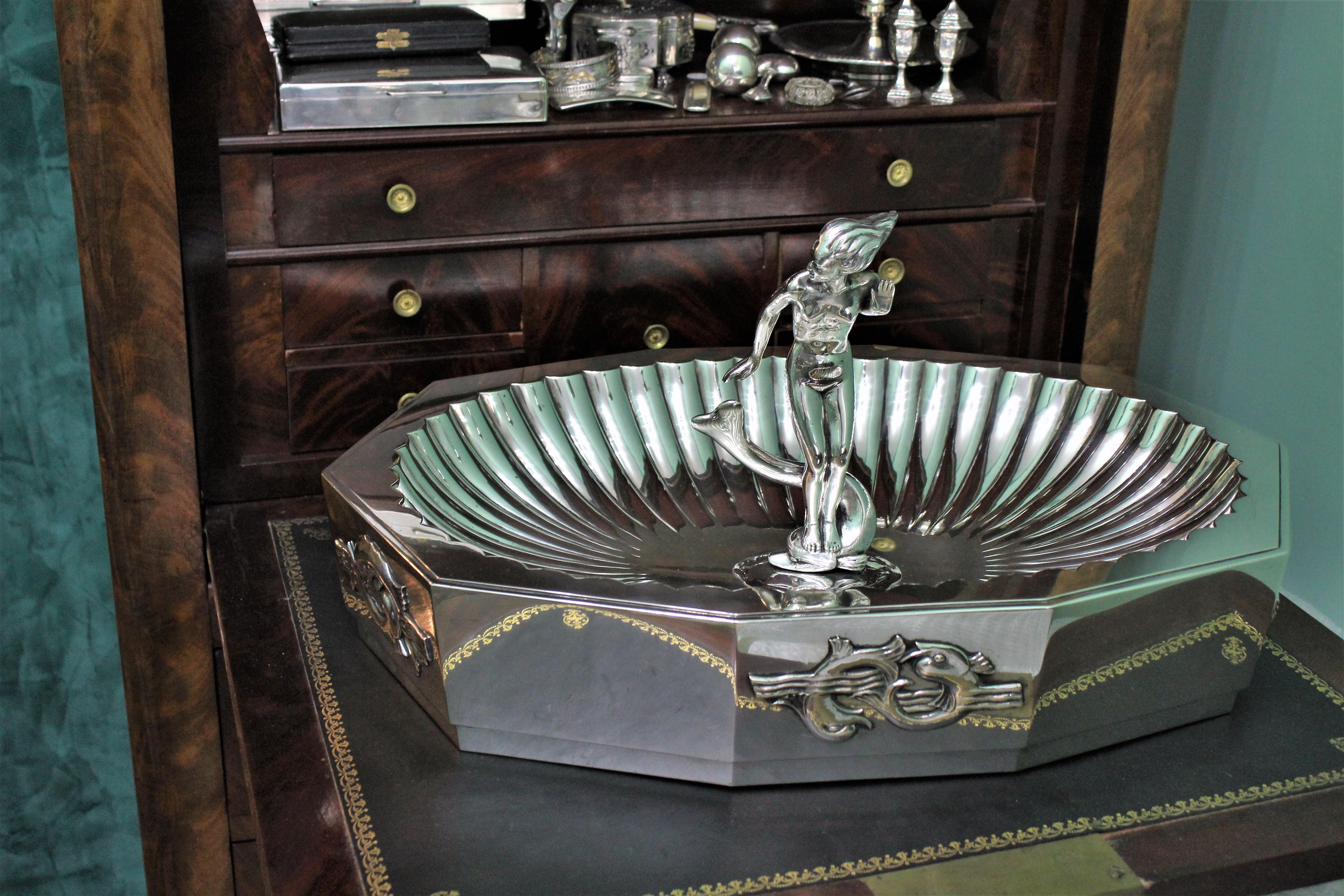 Art Deco Silver Centerpiece by Arrigo Finzi/Sant'Elia Milan-Italy 1938-1943 For Sale 2