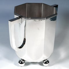 Raffreddatore per vino champagne in argento Art Déco con piedi a sfera, Hugo Boehm, Germania, 1930 ca.