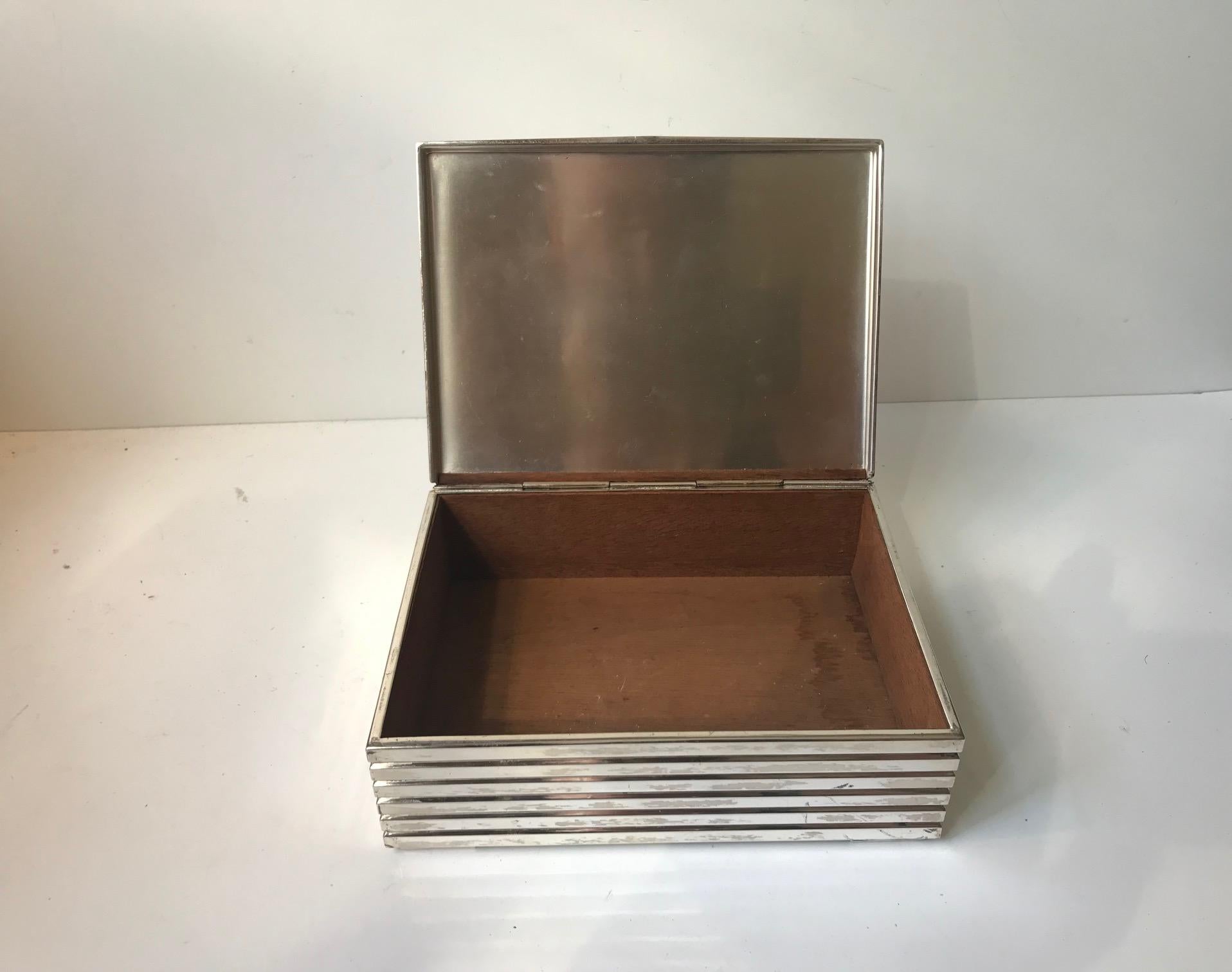 Art Deco Silver Cigar Box with Harlequin, Denmark, 1930s In Good Condition In Esbjerg, DK