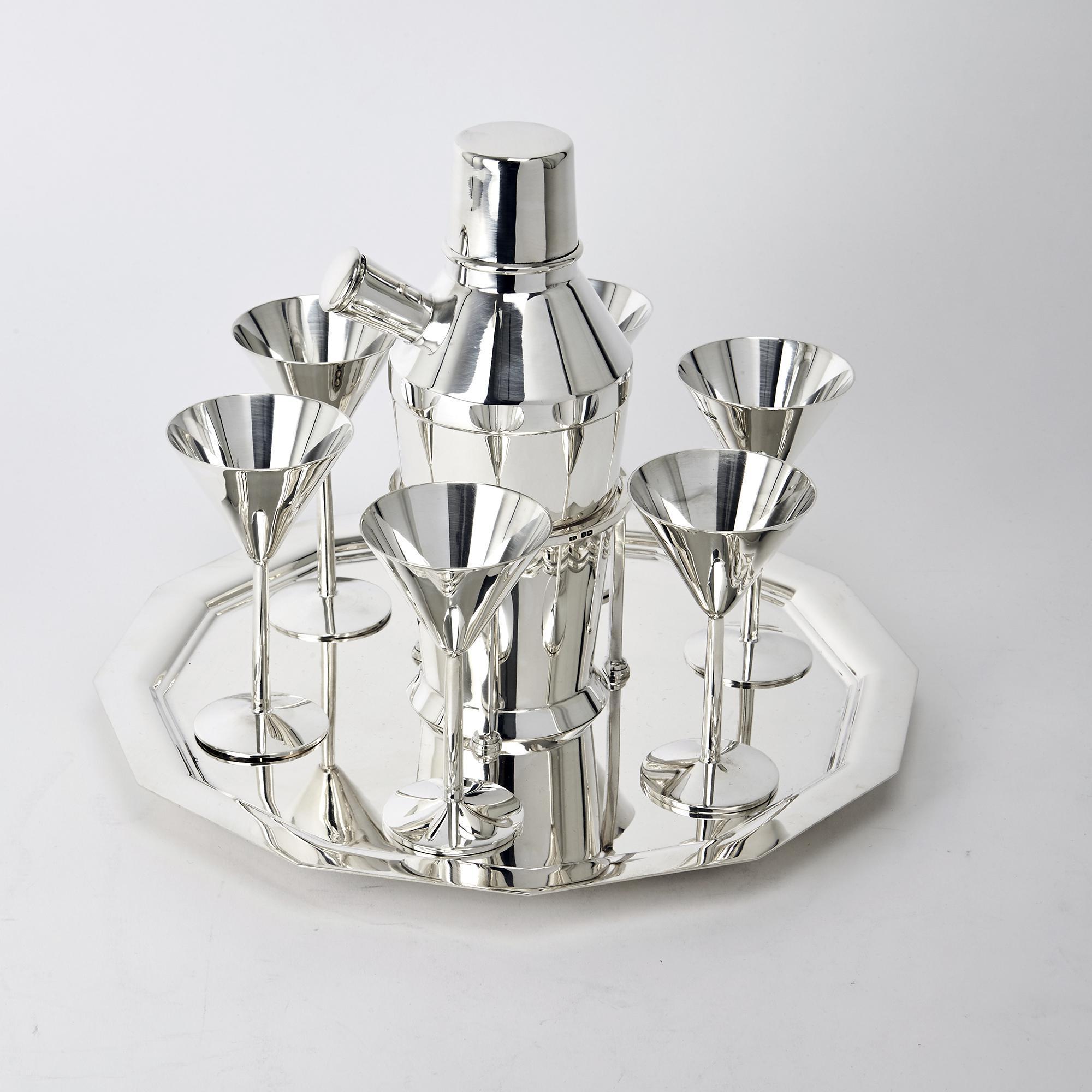 Art Deco Silver Cocktail Set In Good Condition In London, GB
