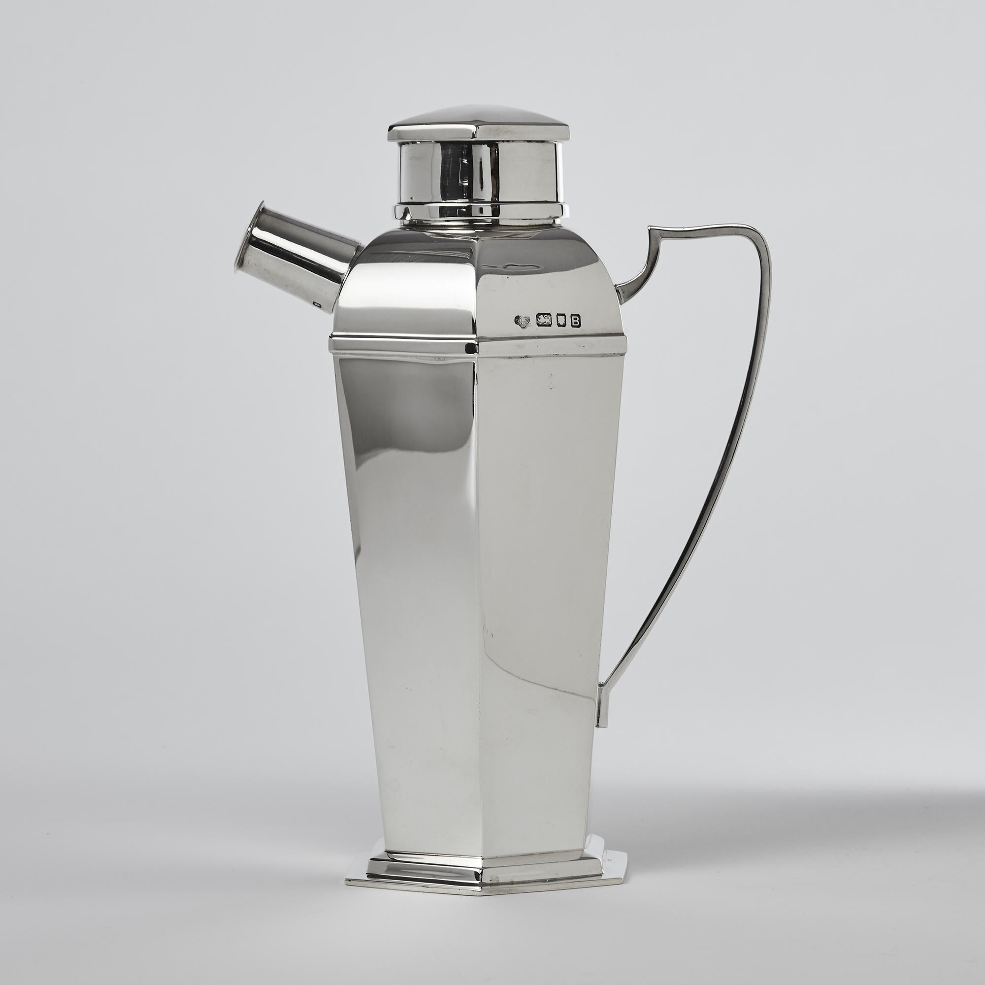 English Art Deco Silver Cocktail Shaker