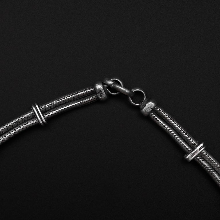 Art Deco Silver Collar Necklace For Sale at 1stDibs