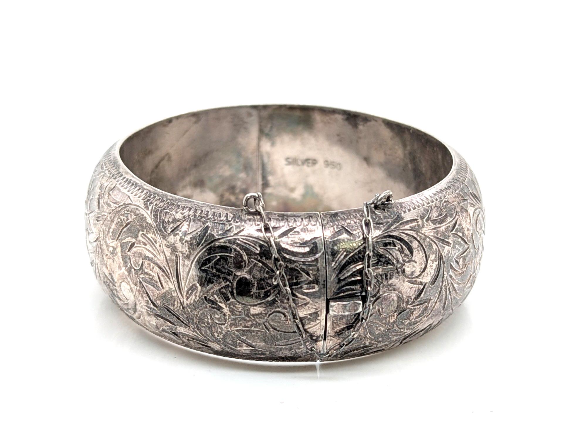 Donna Bracciale d'argento Art Deco 950 Argento Antico Vintage Originale 1930 in vendita