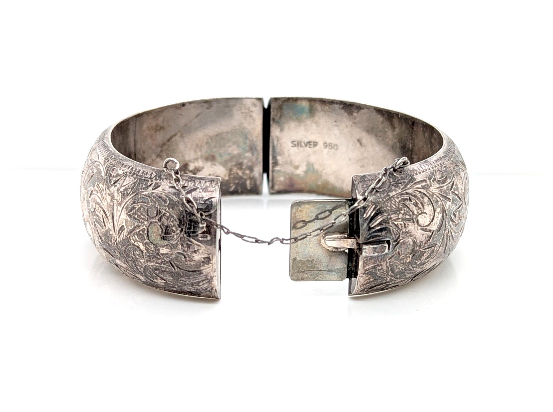 Bracciale d'argento Art Deco 950 Argento Antico Vintage Originale 1930 in vendita 1