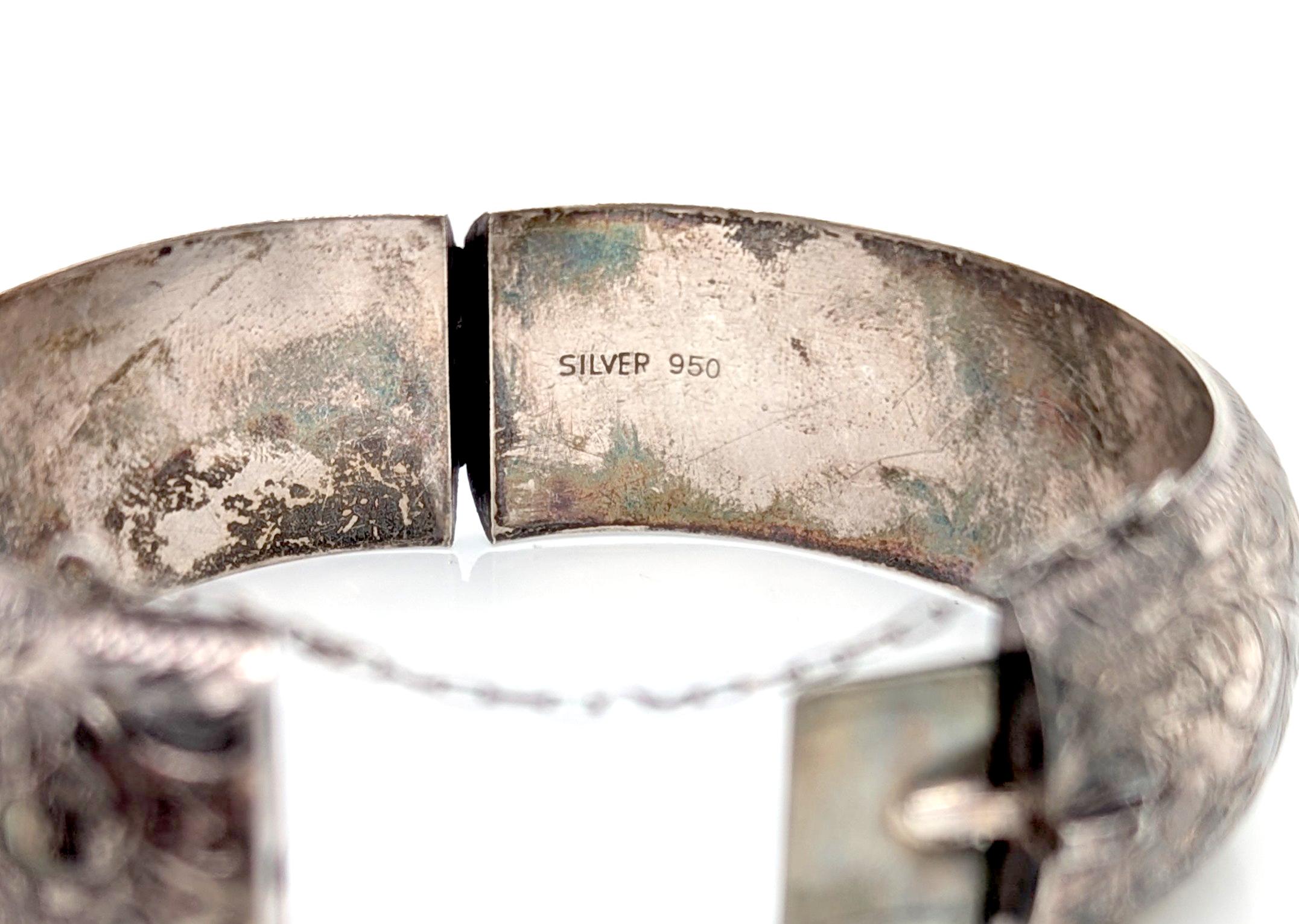 Bracciale d'argento Art Deco 950 Argento Antico Vintage Originale 1930 in vendita 2