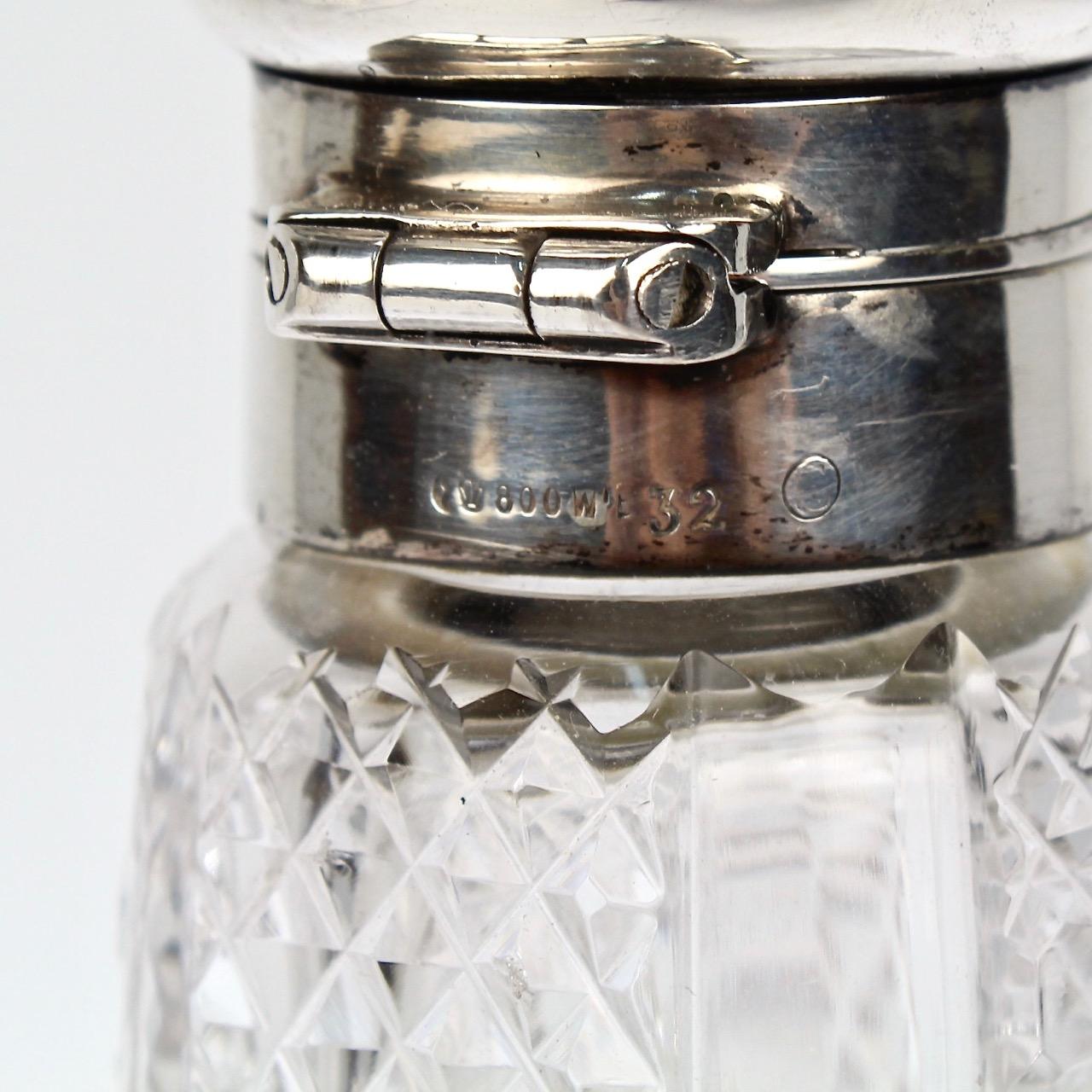 Art Deco Silver and Cut Glass Liquor or Whisky Flask For Sale 6
