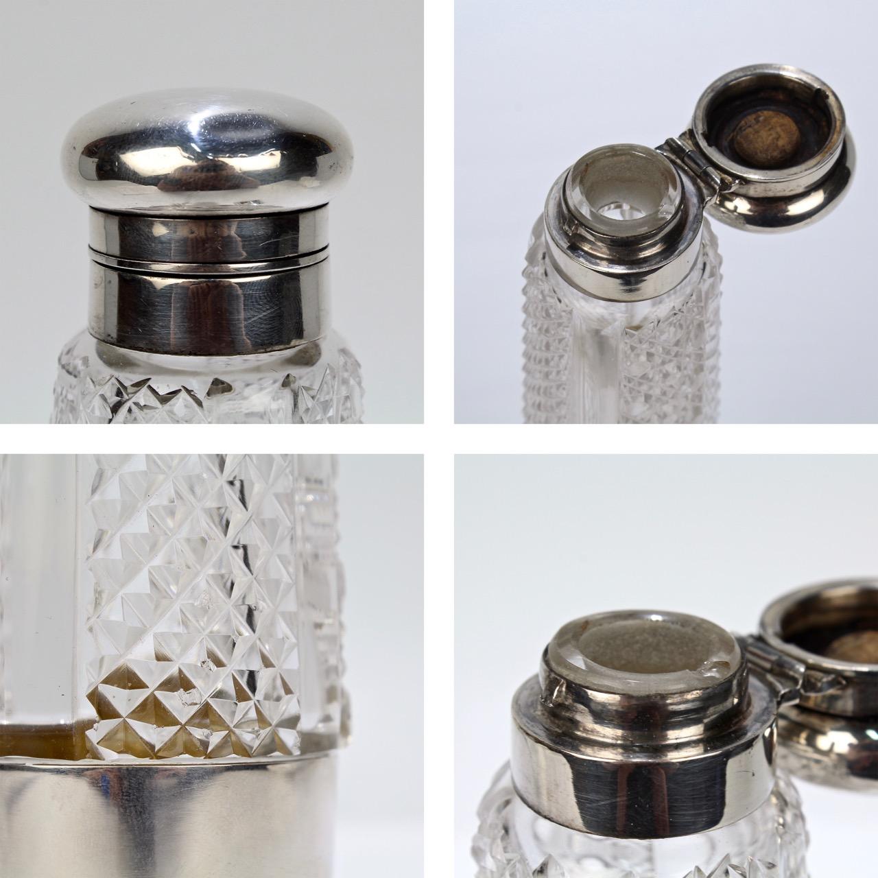 Likör- oder Whisky-Flask aus Silber und geschliffenem Glas im Art déco-Stil im Angebot 11