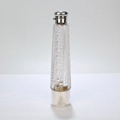 Art Deco Silver and Cut Glass Liquor or Whisky Flask