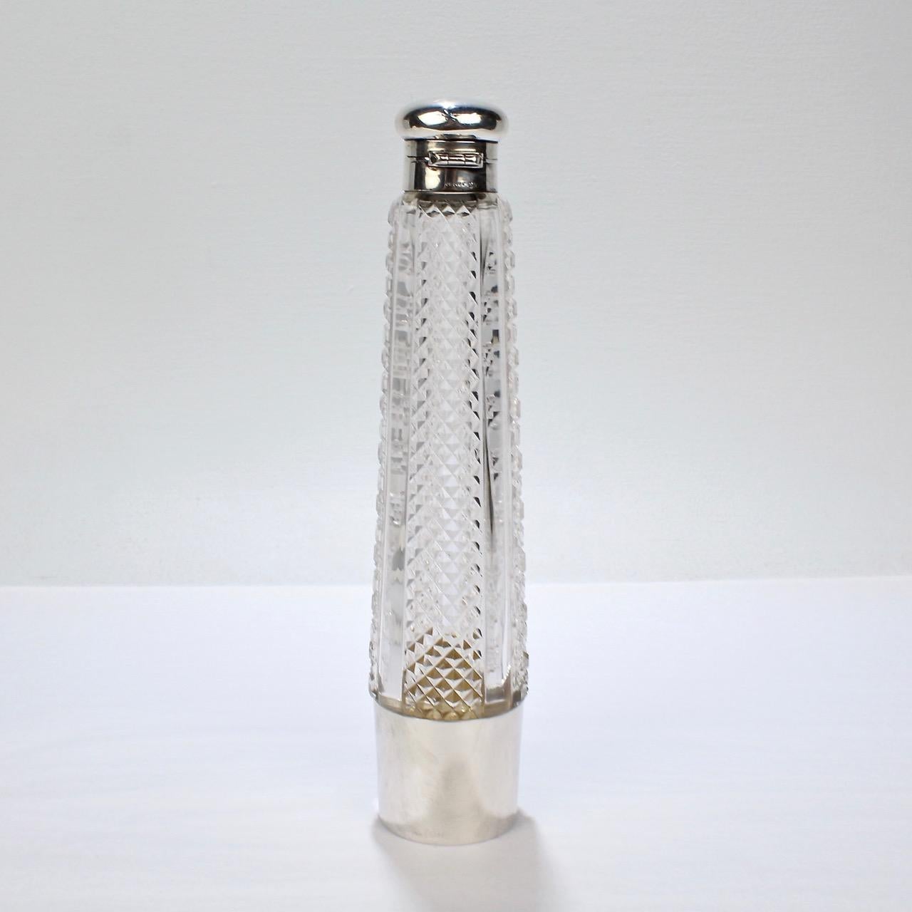 Likör- oder Whisky-Flask aus Silber und geschliffenem Glas im Art déco-Stil im Zustand „Gut“ im Angebot in Philadelphia, PA