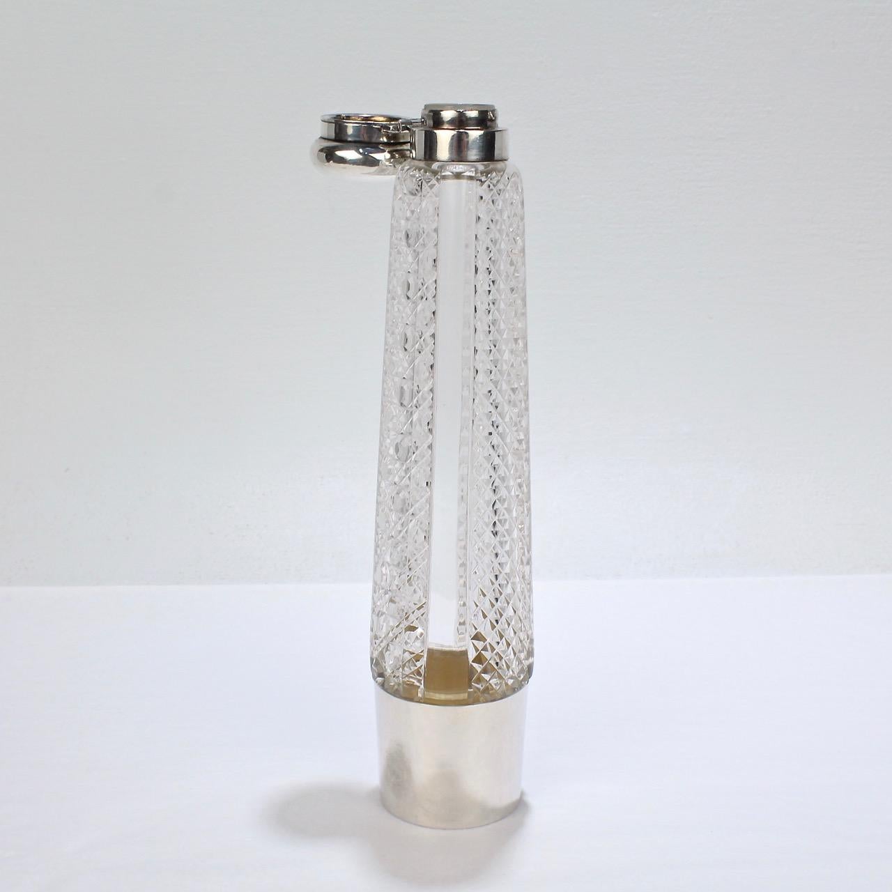 Likör- oder Whisky-Flask aus Silber und geschliffenem Glas im Art déco-Stil im Angebot 3