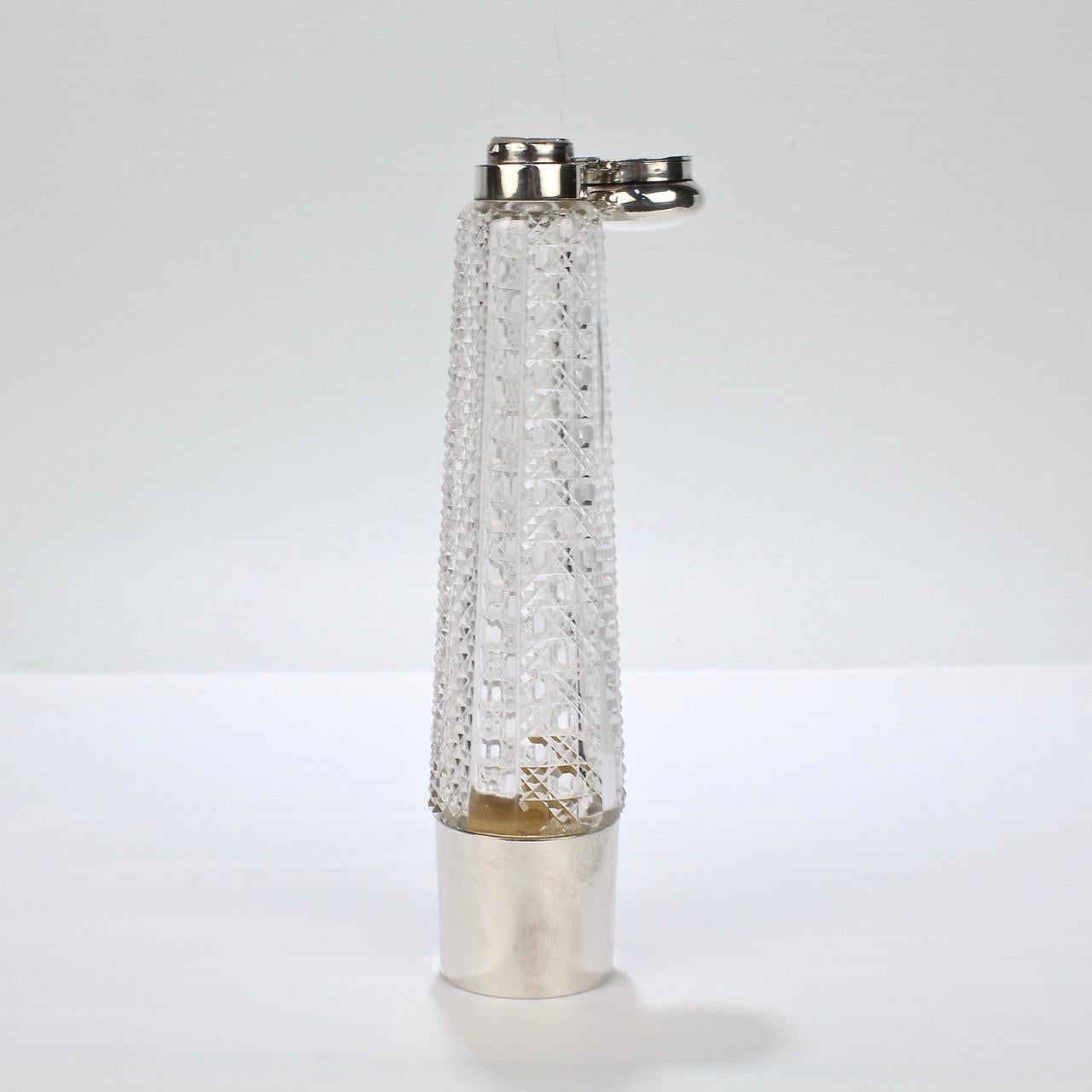 Likör- oder Whisky-Flask aus Silber und geschliffenem Glas im Art déco-Stil im Angebot 4
