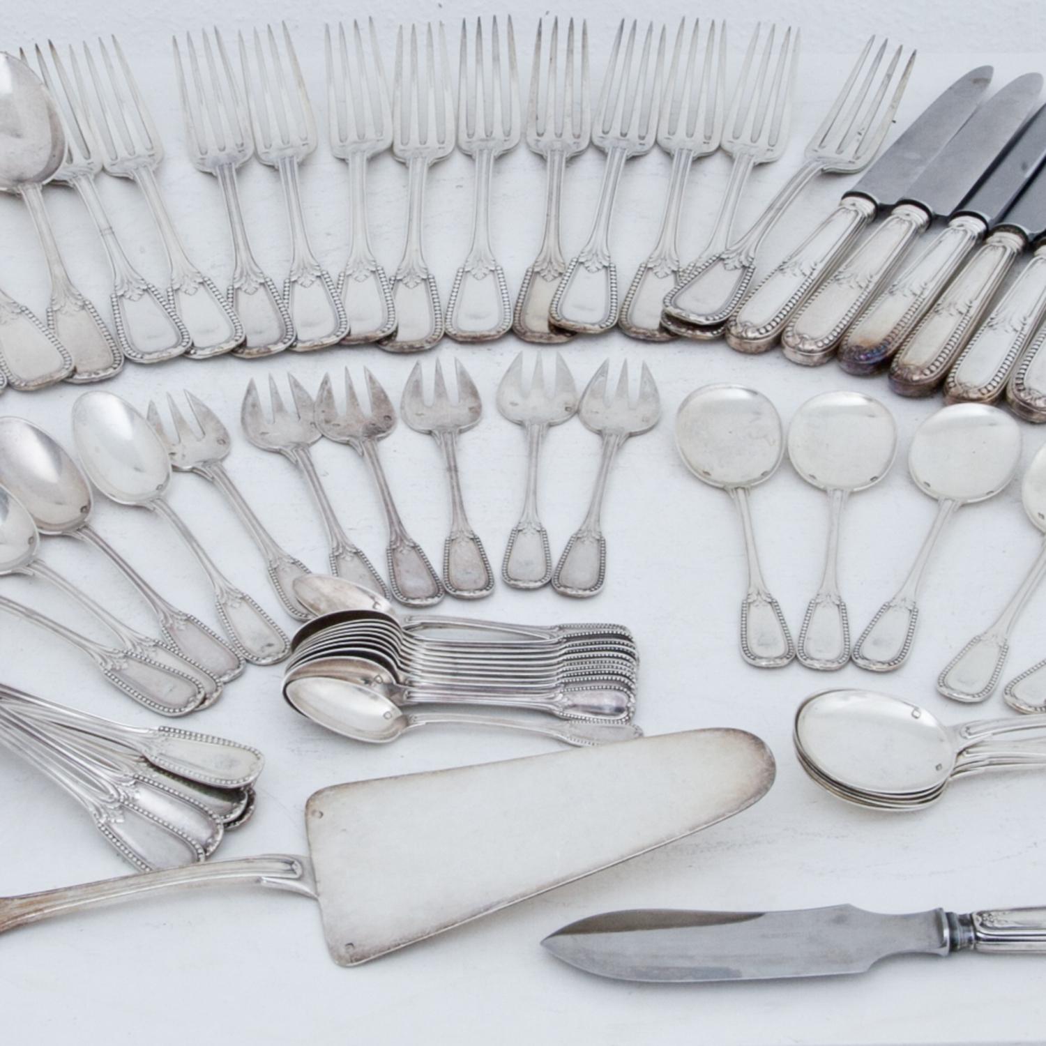 French Art Deco Silver Cutlery, Emile Puiforcat, France, 1st Half 20th Century