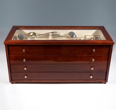 Art Déco Silver Cutlery Set For 12 People In Showcase by Bruckmann &Sons Germany