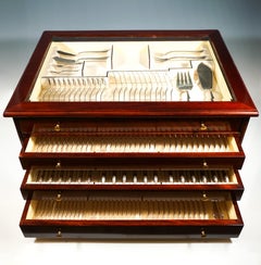 Art Deco Silver Cutlery Set For 12 People In Showcase by Bruckmann &Sons Germany