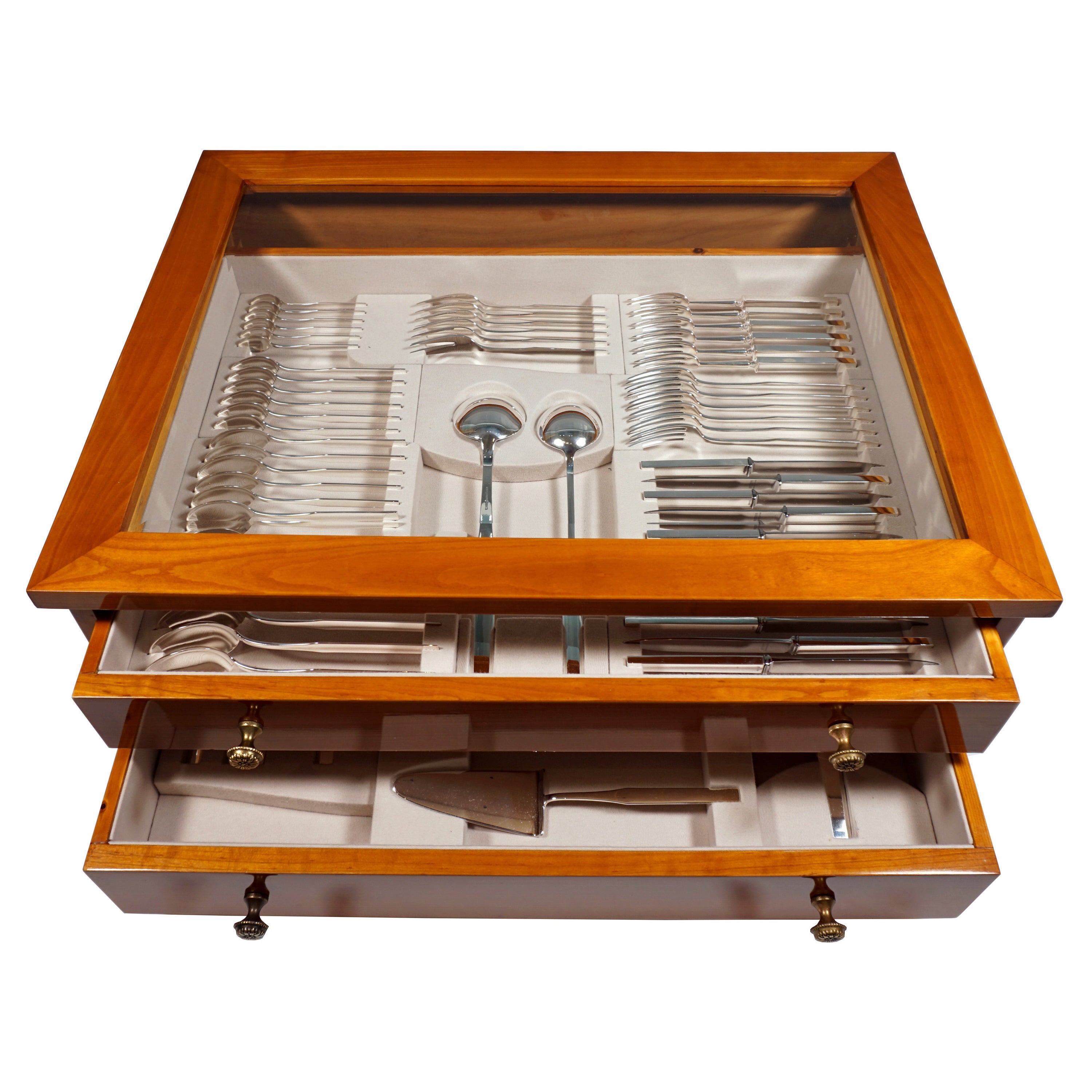 Art Deco Silver Cutlery Set for 6 People in Showcase by Bruckmann 
Sons Germany