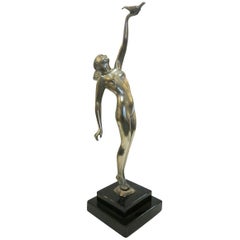Art Deco Silver Finished Bronze Sculpture after "Messenger of Peace"
