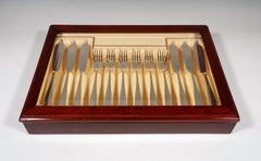 Art Deco Silver Fish Cutlery Set in Showcase, by Jarosinski & Vaugoin, Vienna