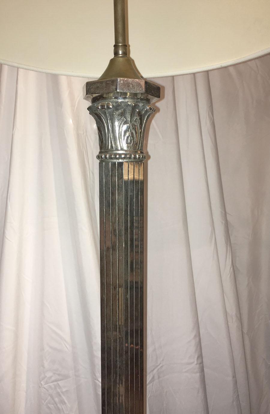 French Art Deco Silver Floor Lamp For Sale