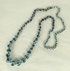 Art Deco Silver Foiled Aqua Murano Beads