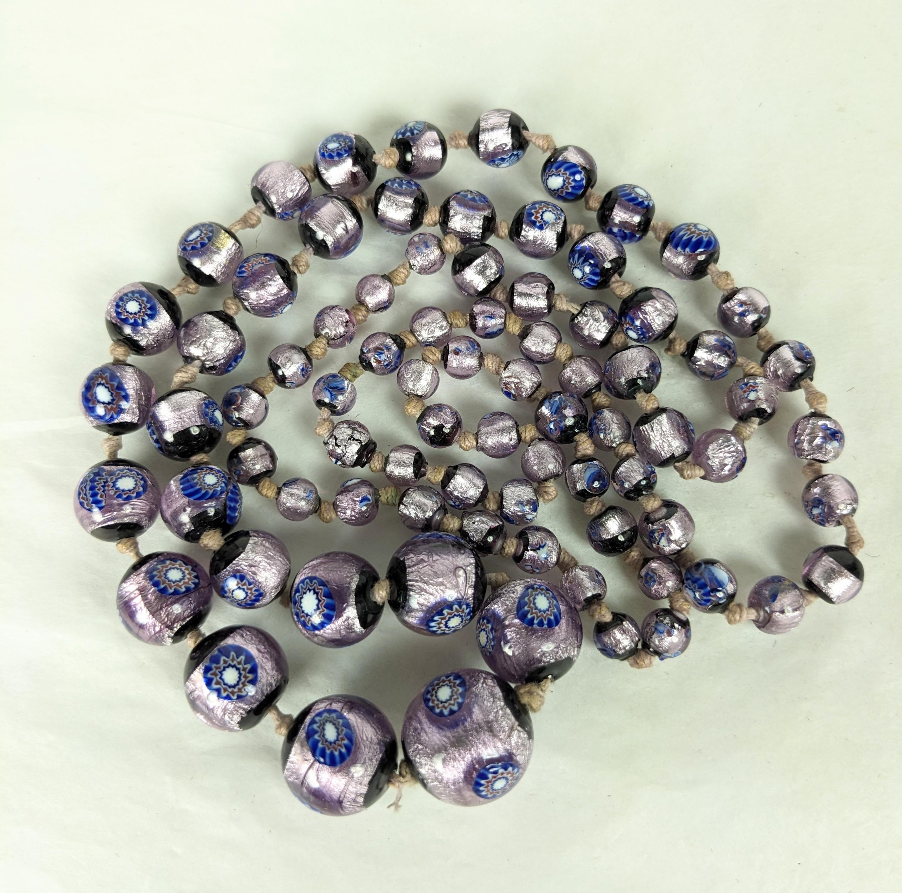 Art Deco Silber Foiled Lila Murano-Perlen im Art déco-Stil Damen im Angebot