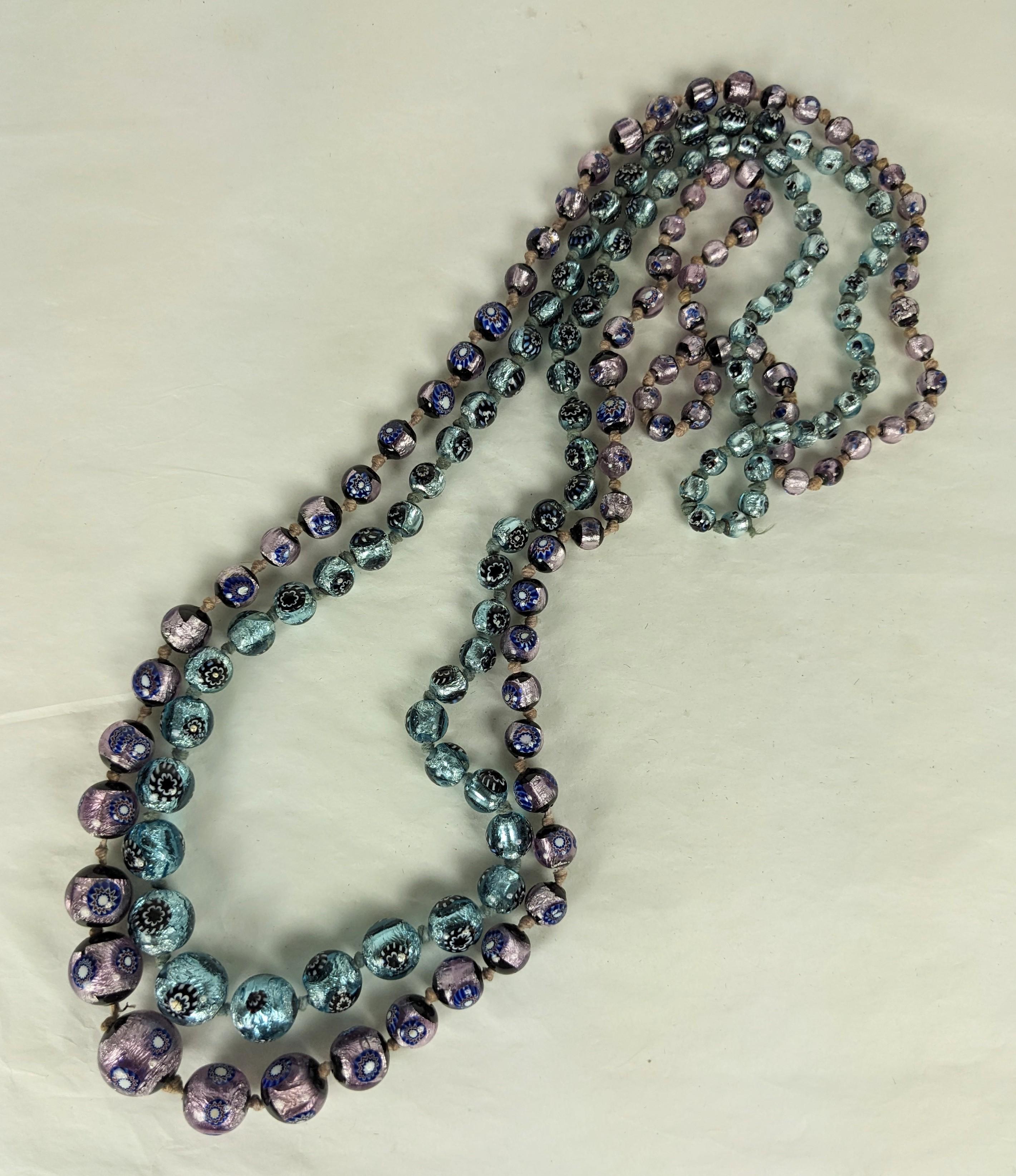 Art Deco Silver Foiled Purple Murano Beads For Sale 2