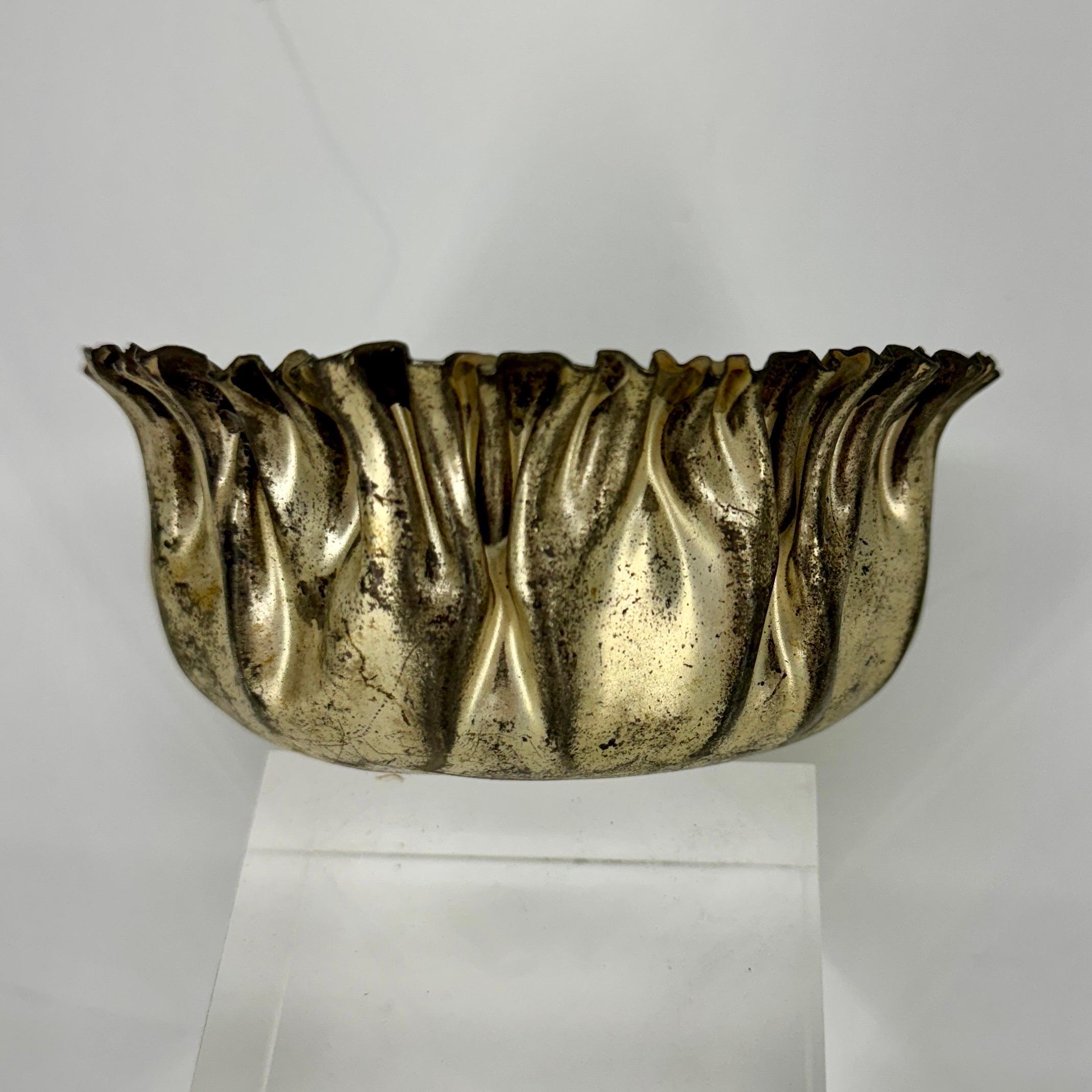 French Art Deco Silver Gilt Plated Handkerchief Fazzoletto Bowl, France  For Sale