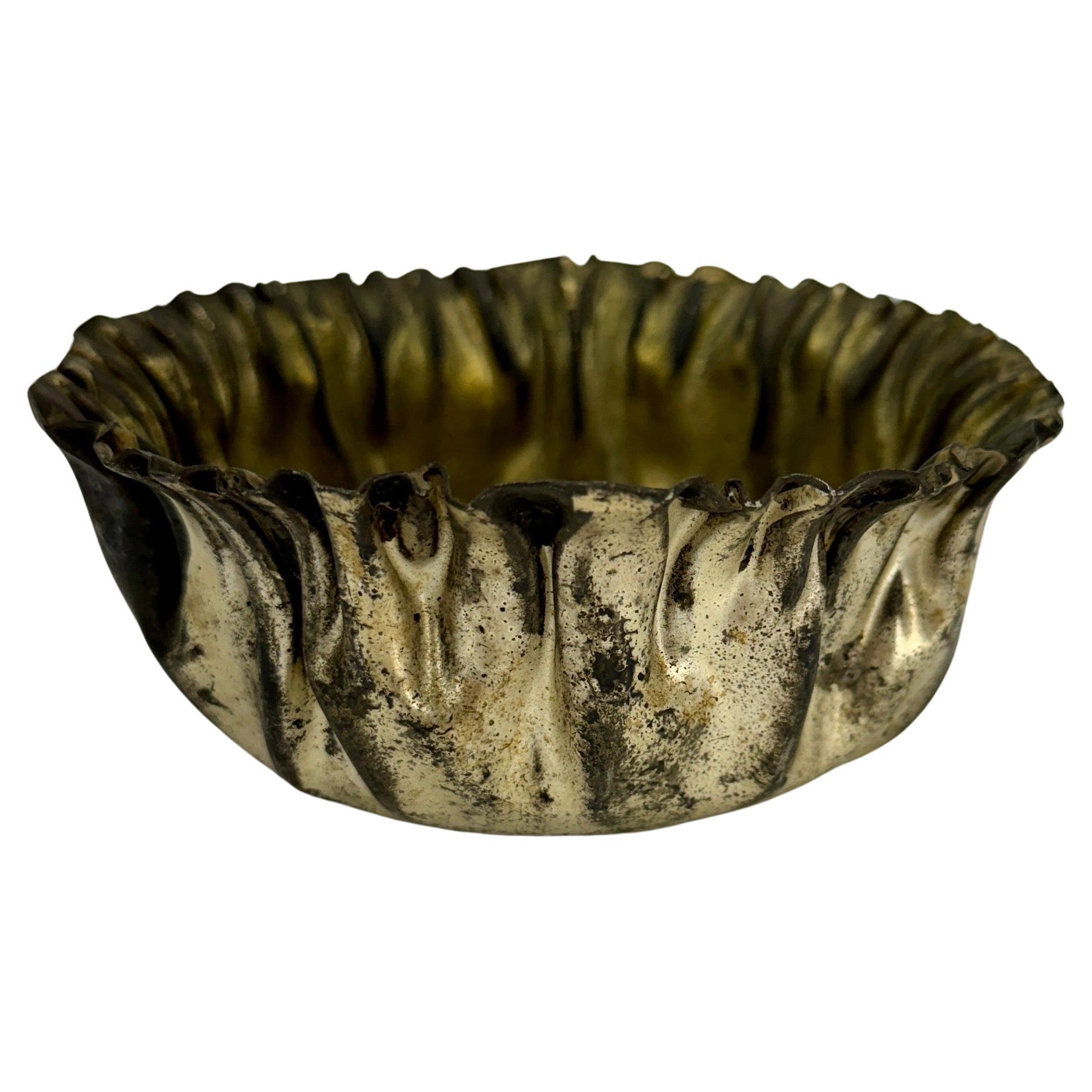 Silvered Art Deco Silver Gilt Plated Handkerchief Fazzoletto Bowl, France  For Sale