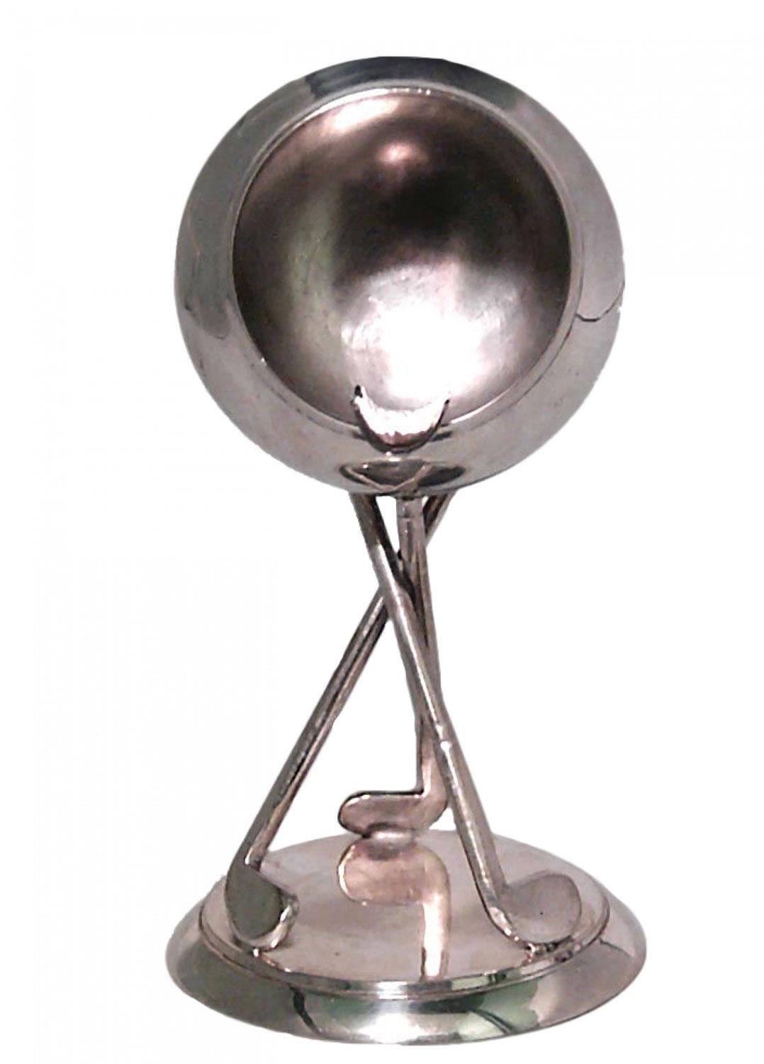 Art Déco Posacenere da golf in argento Art Deco in vendita