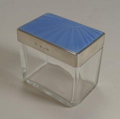 Art Deco Silver & Guilloche Enamel Lidded Glass Box