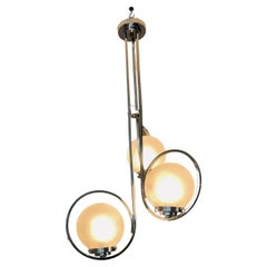 Silberlampe im Art déco-Stil mit drei Kugelschirmen