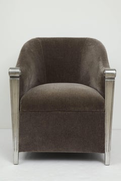 Art Deco Silver Leaf and Mohair Club Chairs