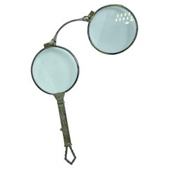 Antique Art Deco Silver Lorgnette Opera Glasses Folding Spectacles