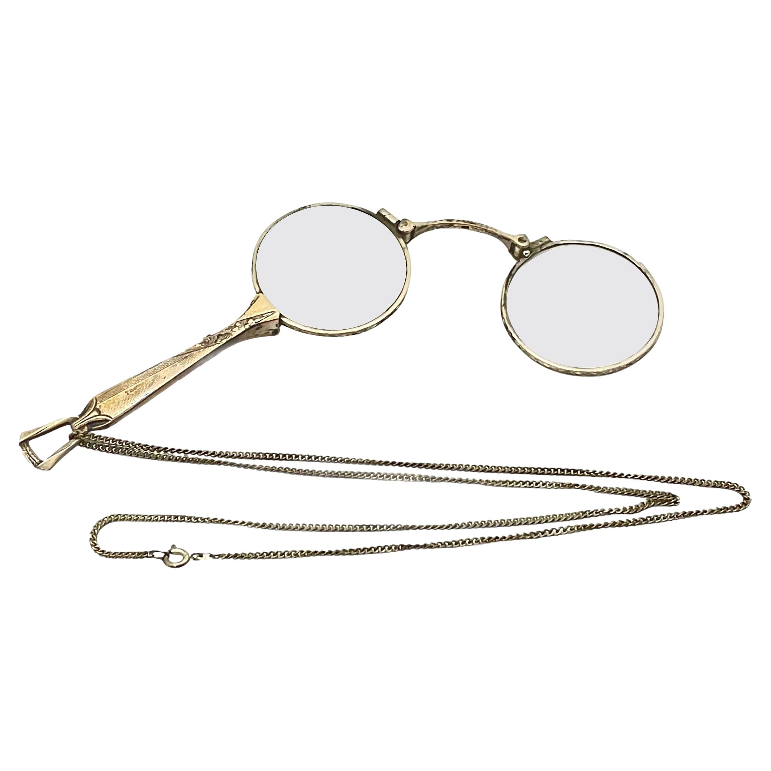 Art Deco Silver Lorgnette Opera Glasses Folding Spectacles