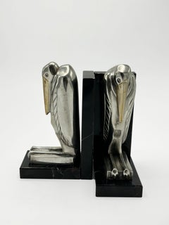Art Deco silver marabou metal bookend