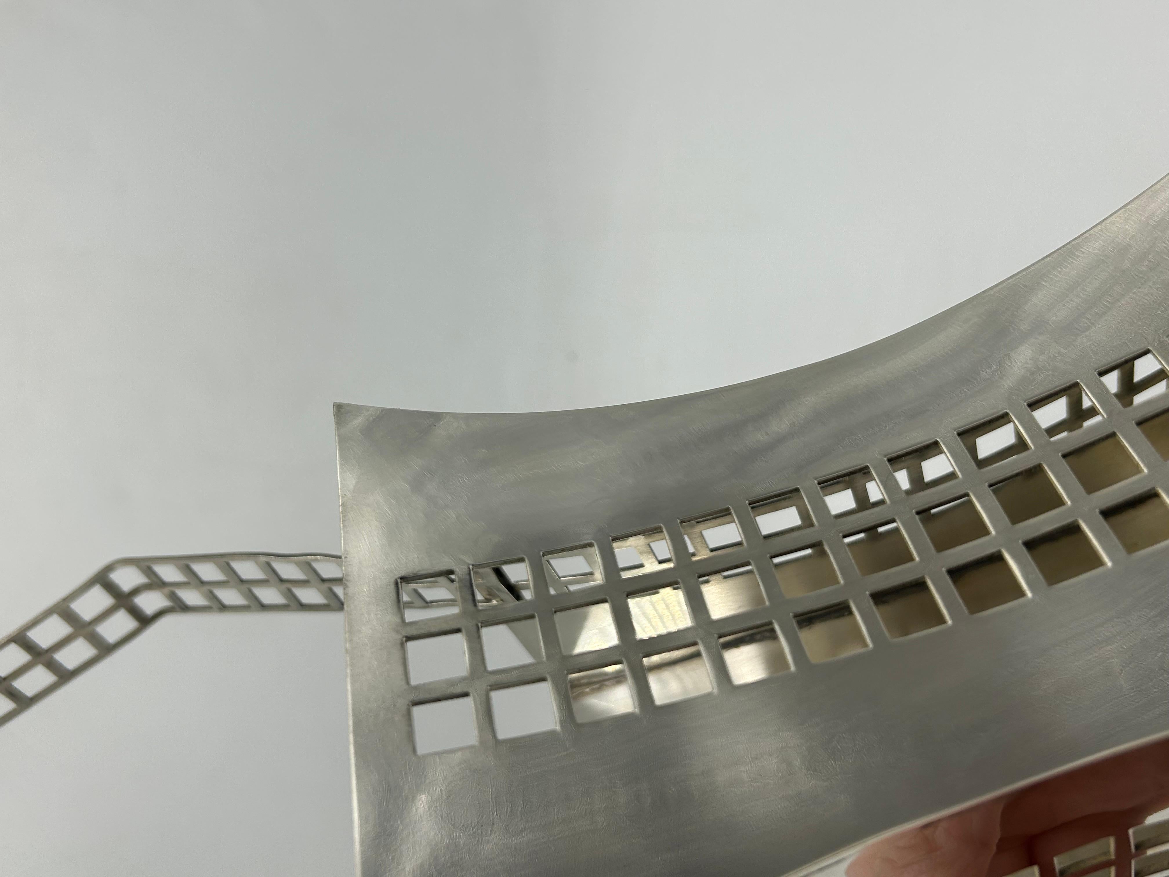 Hand-Crafted Art Deco Silver Metal Basket by Josef Hoffmann For Sale