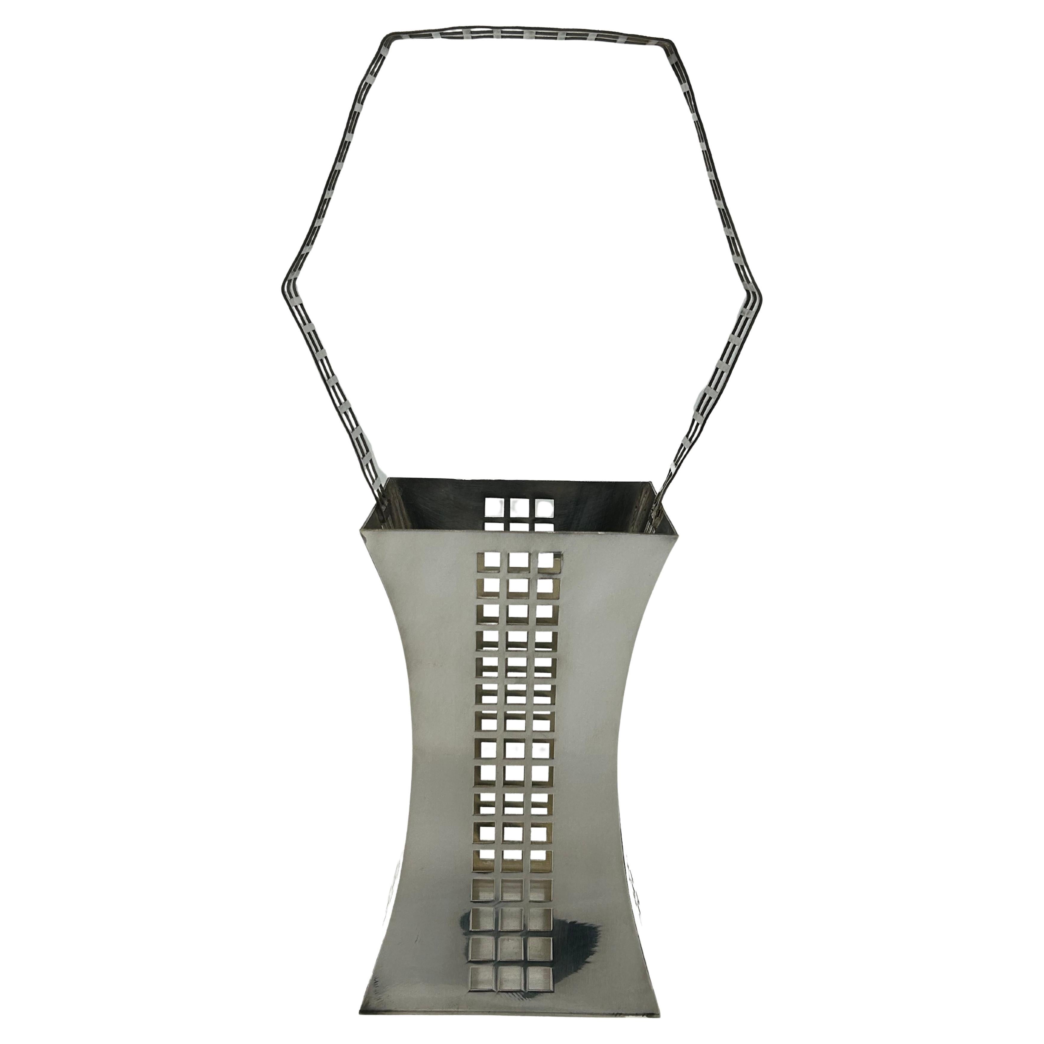 Art Deco Silver Metal Basket by Josef Hoffmann