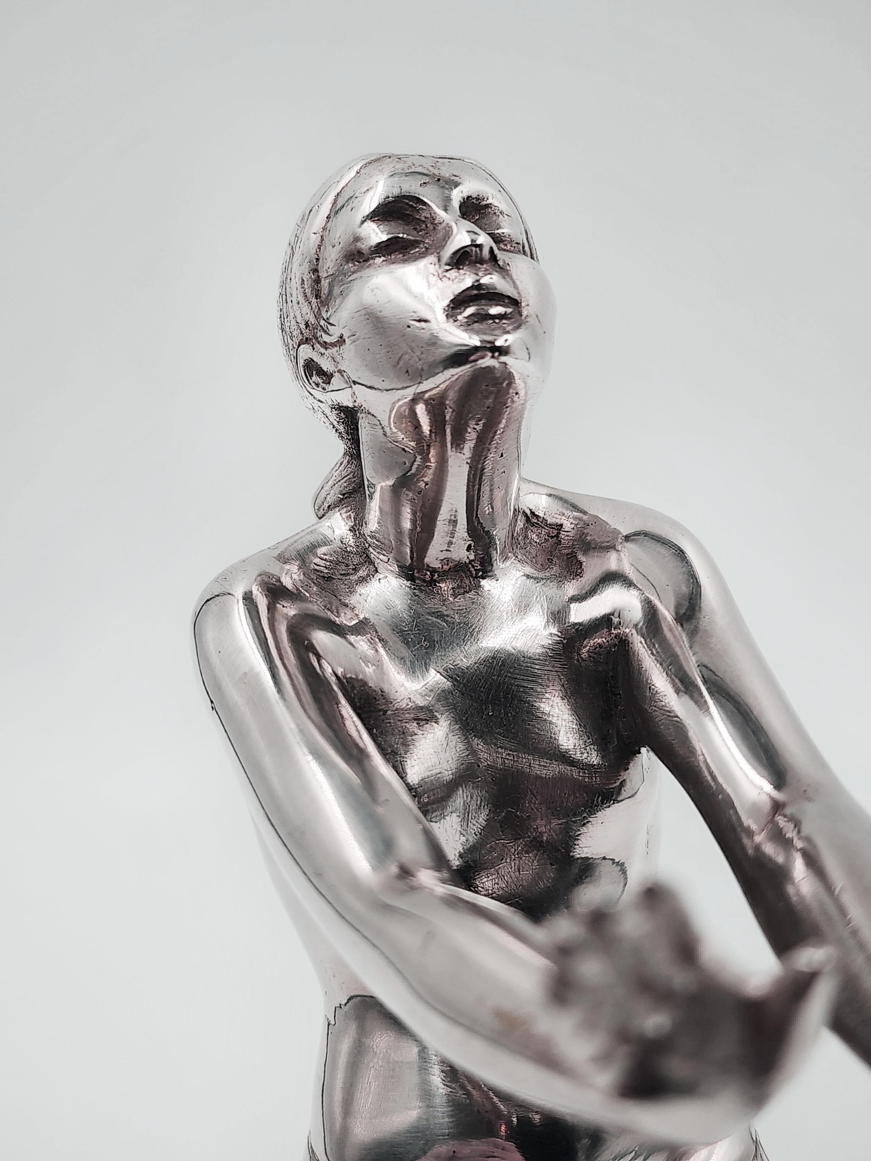 20th Century Art Deco silver metal bookends by Pierre Le Faguays For Sale