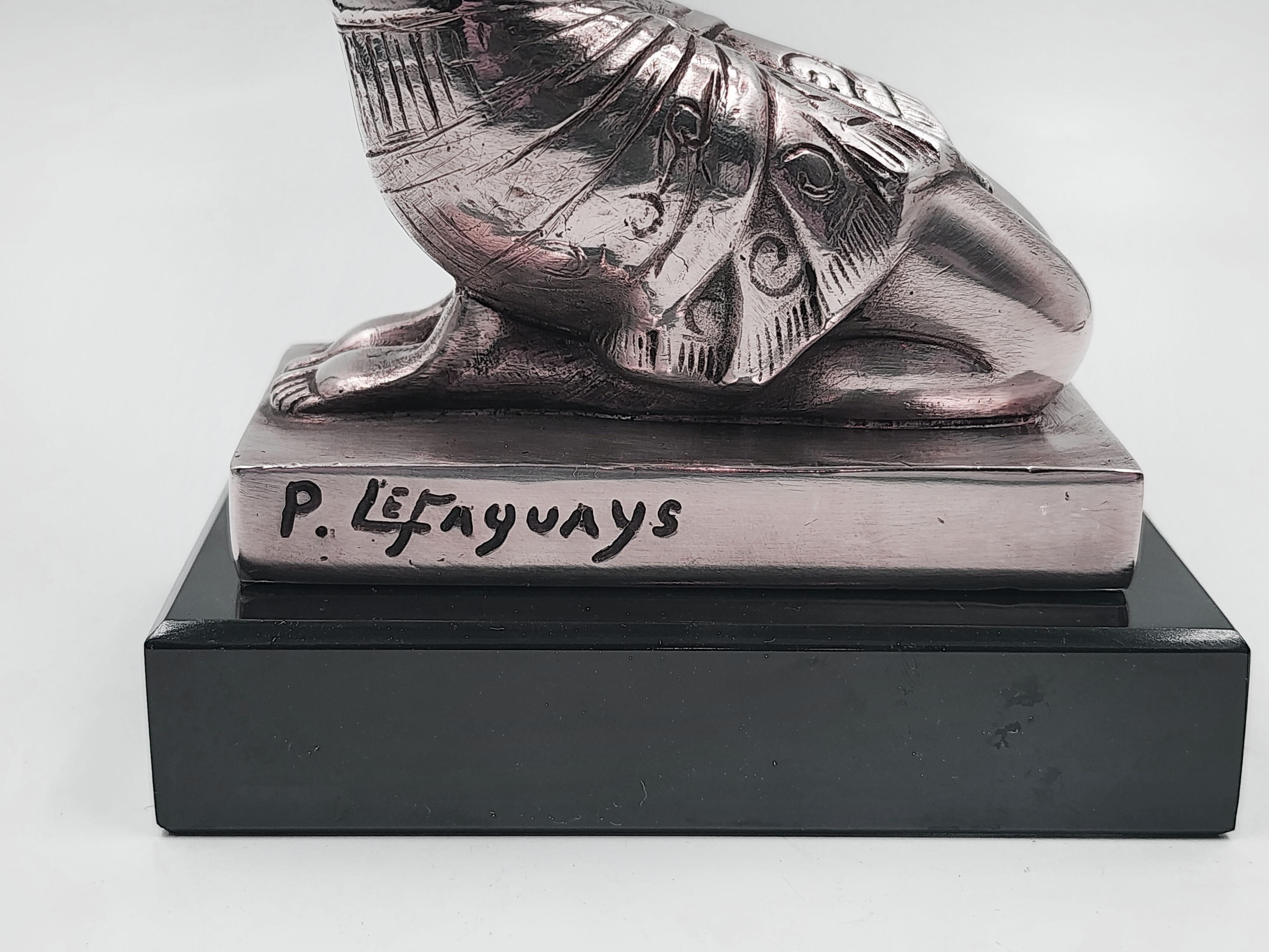 Art Deco silver metal bookends by Pierre Le Faguays For Sale 1