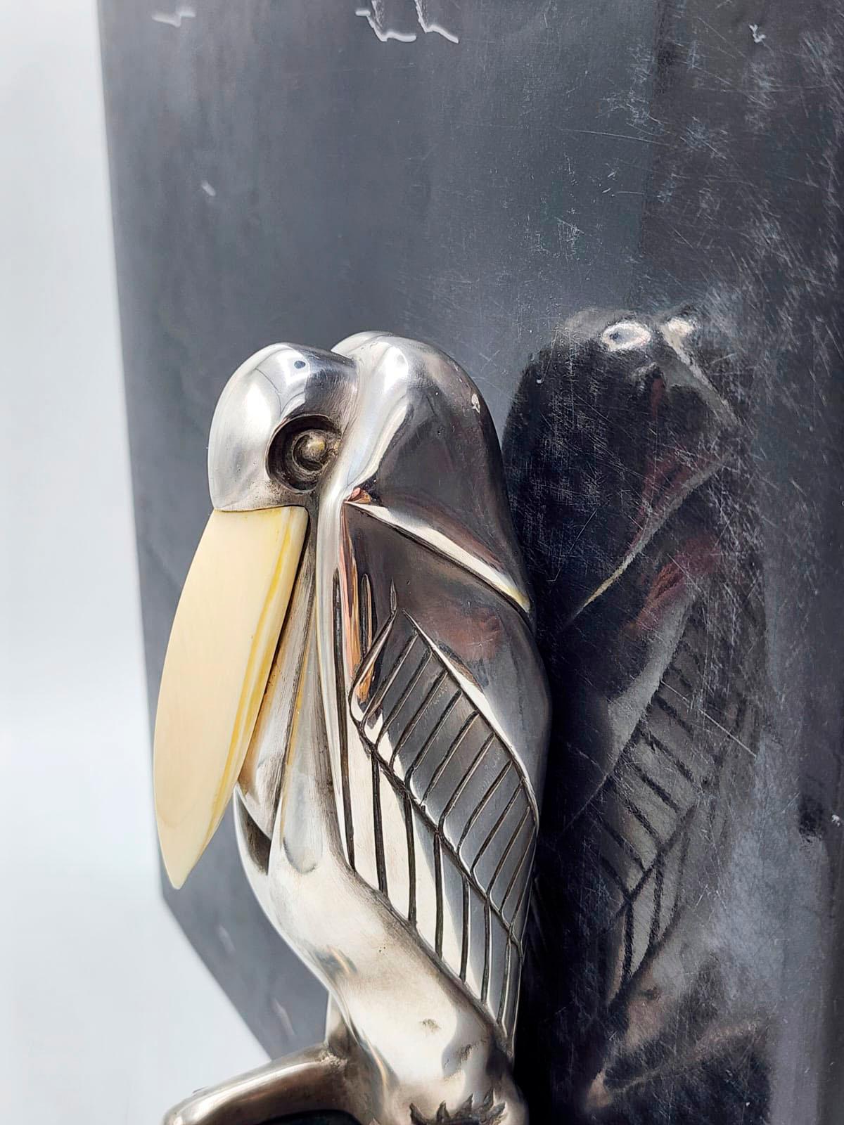 Art Deco Silberne Metall Buchstützen mit Malabu von Marcel-André Bouraine im Zustand „Gut“ im Angebot in Autonomous City Buenos Aires, CABA
