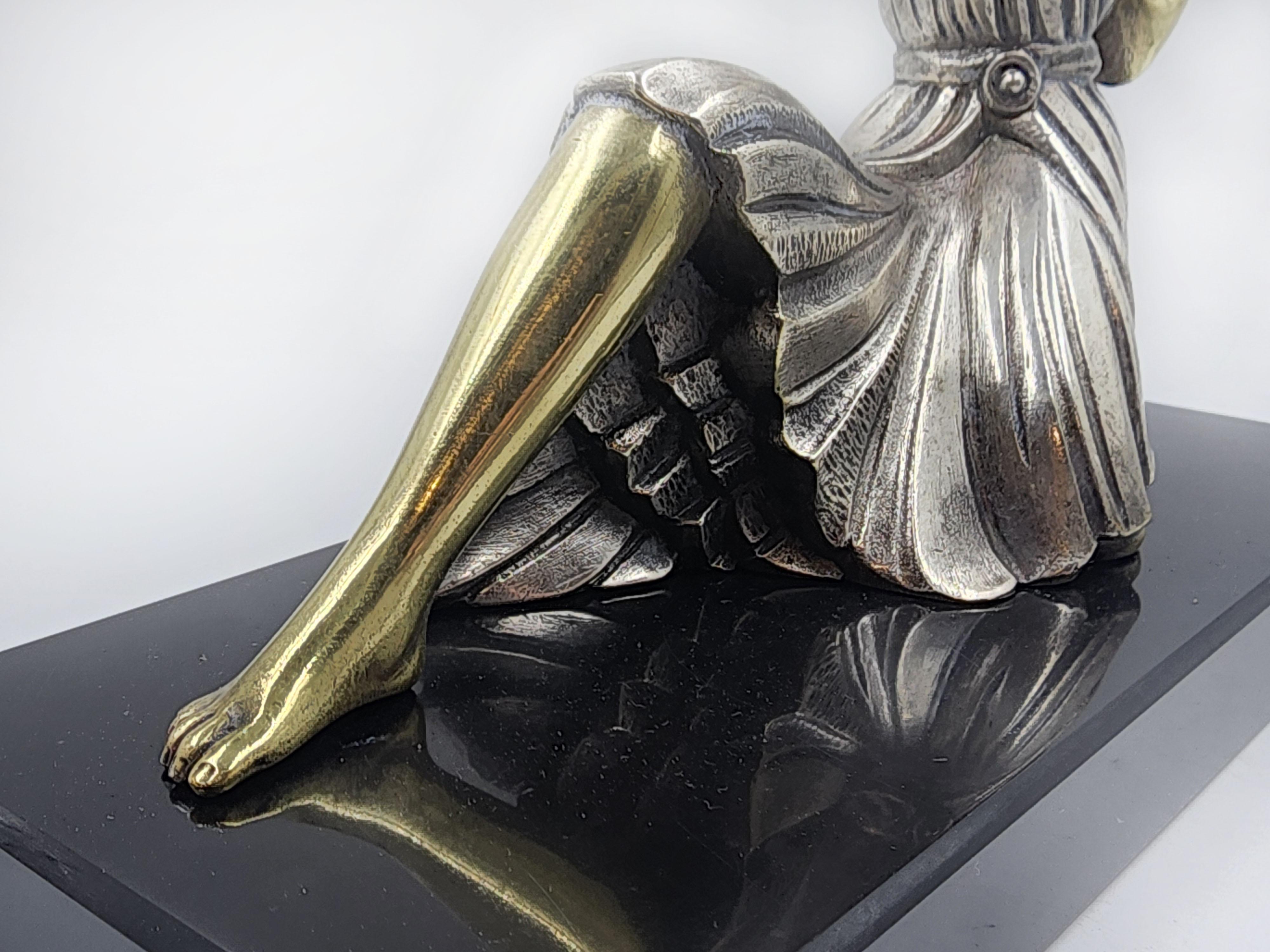 Fatto a mano Figura in metallo argentato Art Deco 