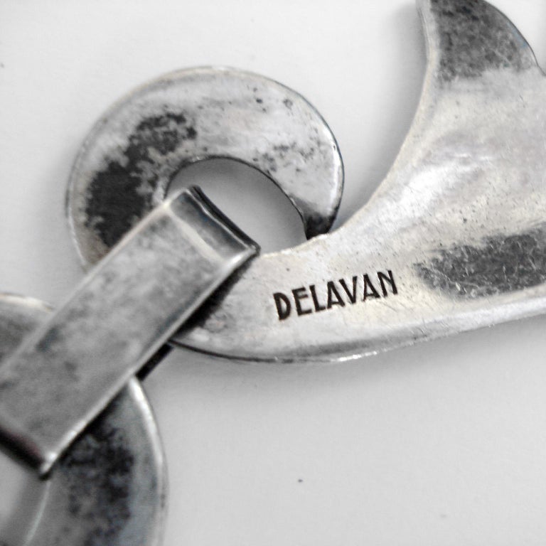Broche En Argent Massif Signée René Delavan - Bijou Art Déco Vers 1930, Occasion