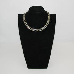 Collier en argent Art déco avec incrustation de nacre par Taxco Mexico