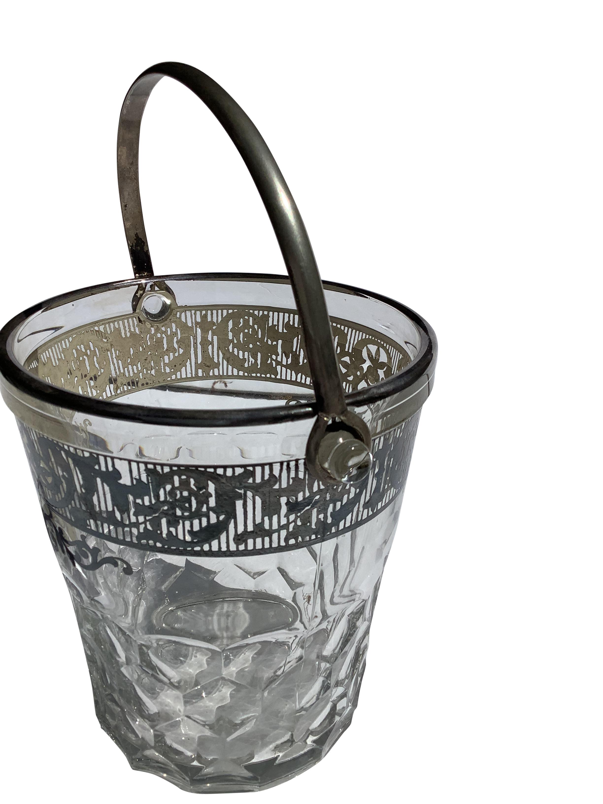Hand-Crafted Art Deco Silver Overlay Ice Bucket