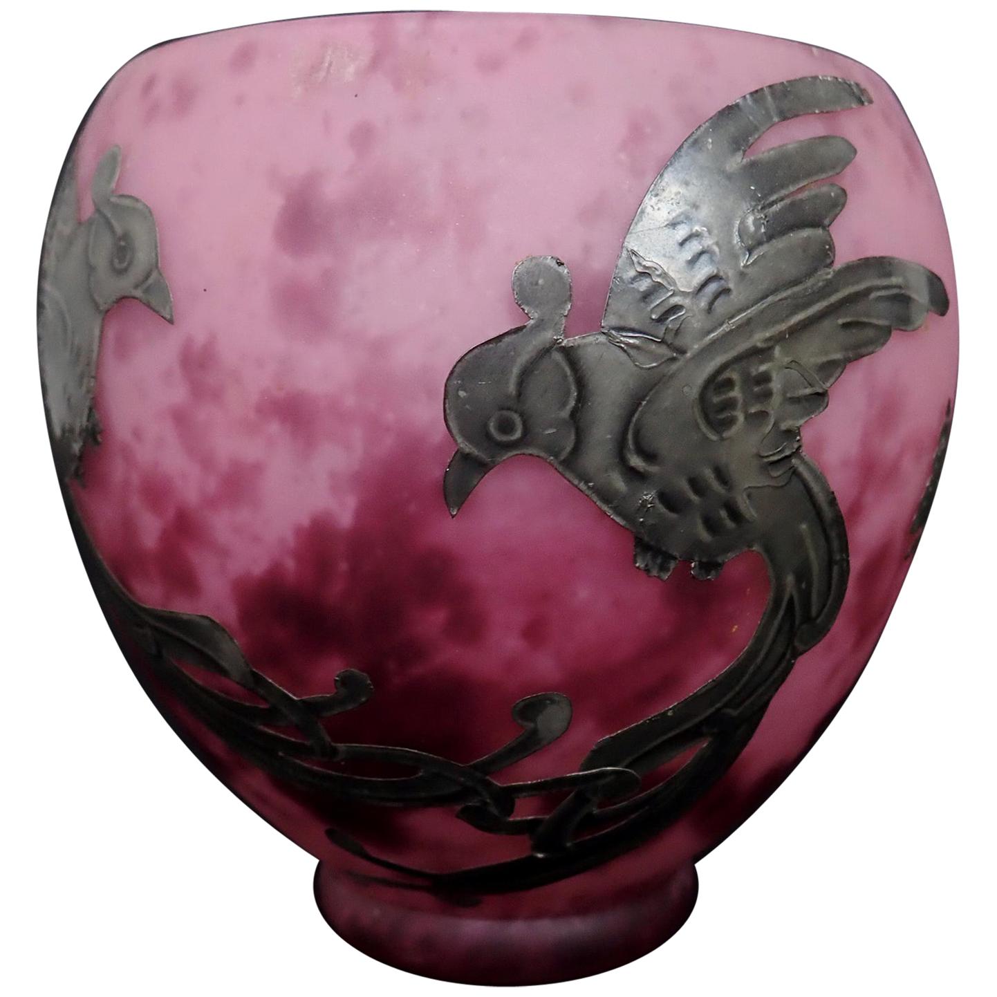 Art Deco Vase mit Silberauflage