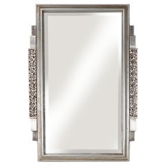 Art Deco Silver Painted Mirror, Ca.1930