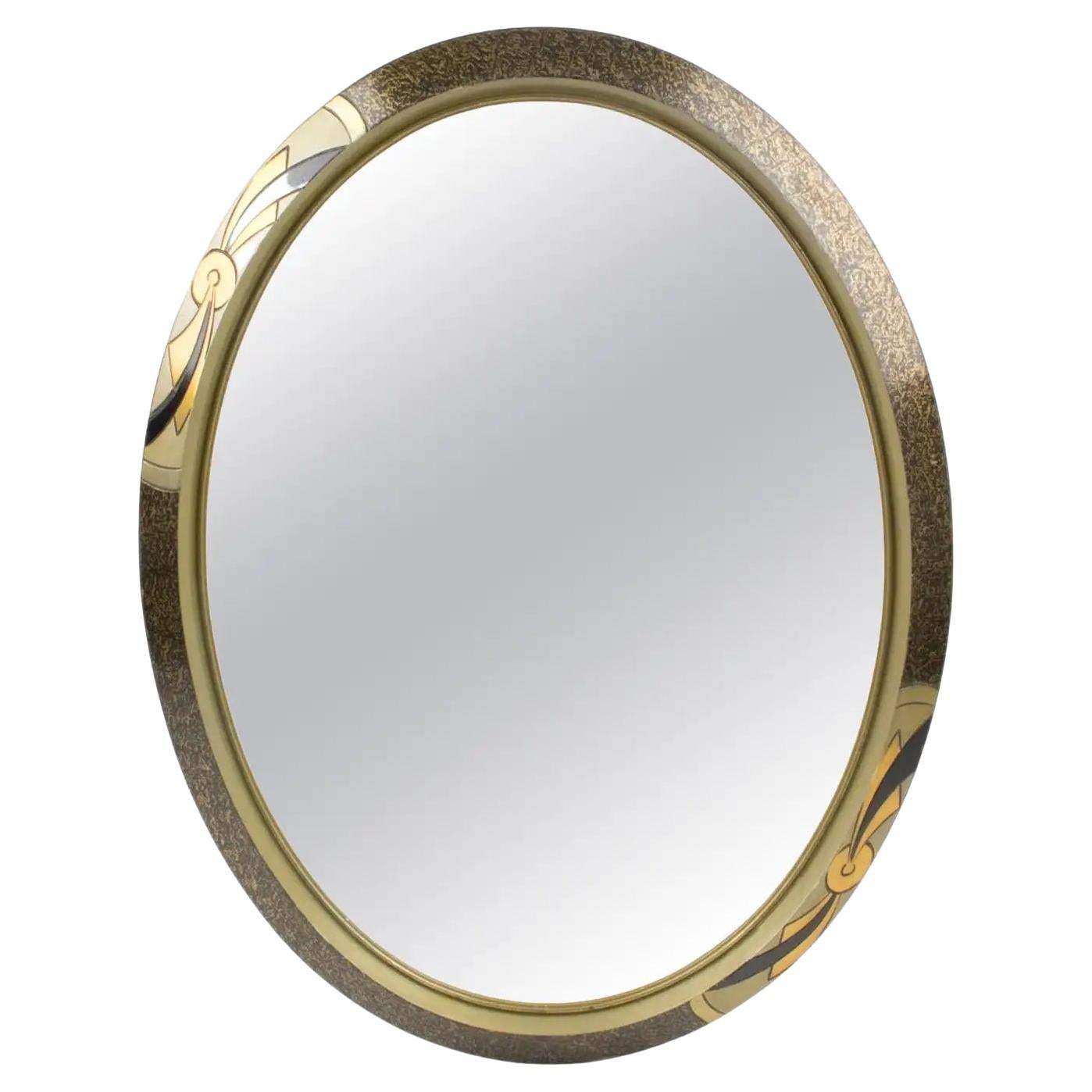 Art Deco Silver Painted Wood Oval Frame for Painting, Drawing or Mirror, 1930s For Sale