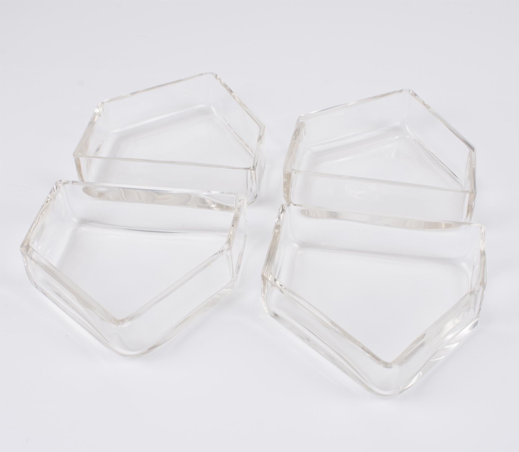 Art Deco Silver Plate and Crystal Barware Tray and Dishes by Quist, circa 1930 For Sale 10