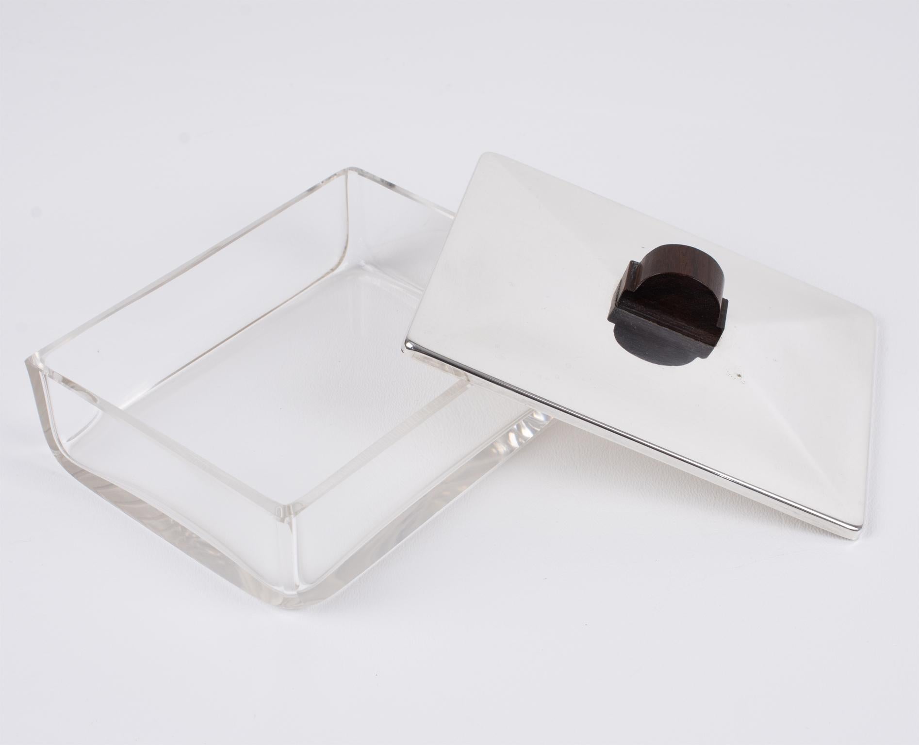 Art Deco Silver Plate and Crystal Barware Tray and Dishes by Quist, circa 1930 For Sale 12